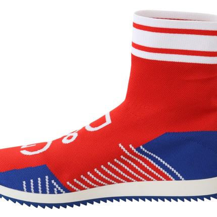 Dolce & Gabbana Blue Red Sorrento Logo Sneakers Socks Shoes