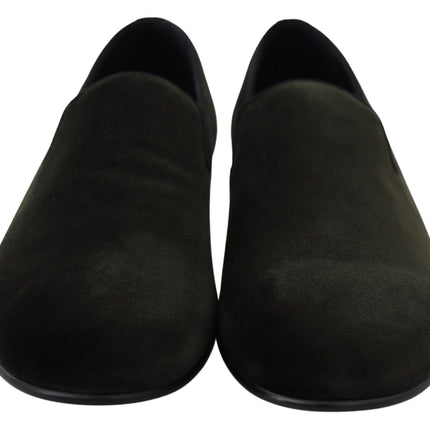 Dolce & Gabbana Green Velvet Slip On Mens Loafers Shoes