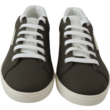 Dolce & Gabbana White Green Leather Low Top Sneakers Shoes