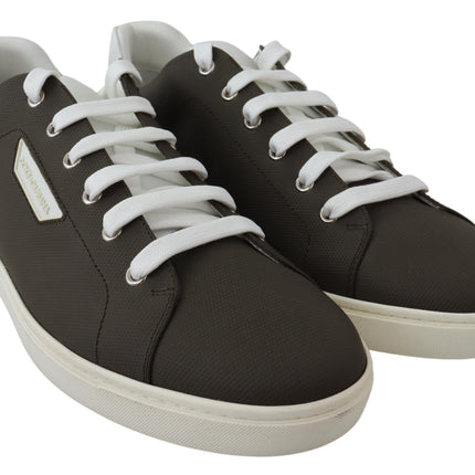 Dolce & Gabbana White Green Leather Low Top Sneakers Shoes