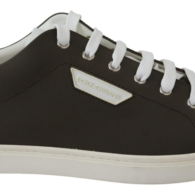 Dolce & Gabbana White Green Leather Low Top Sneakers Shoes