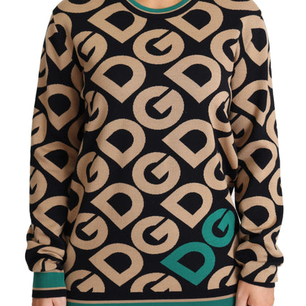 Dolce & Gabbana Multicolor DG Mania Wool Crewneck Pullover Sweater
