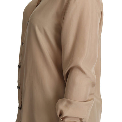 Dolce & Gabbana Beige Silk Shirt Decorative Buttons Top