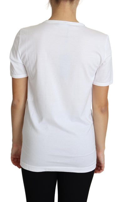 Dolce & Gabbana White San Valentino Heart Crystals T-shirt Top