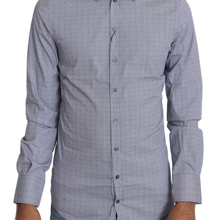 Dolce & Gabbana Gray Dotted Semi Fitted Formal SICILIA Shirt