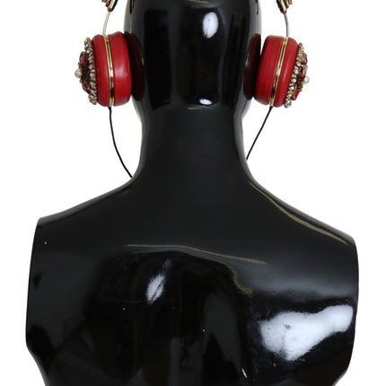 Dolce & Gabbana FRENDS Leather Red Floral Crystal Headset Headphones