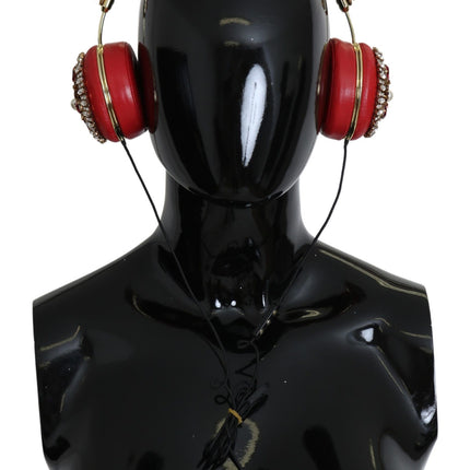 Dolce & Gabbana FRENDS Leather Red Floral Crystal Headset Headphones