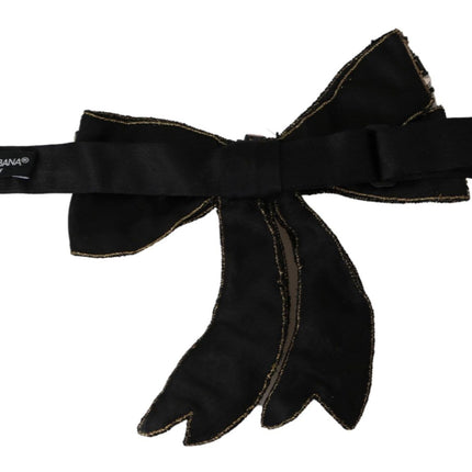 Dolce & Gabbana Gold Tone Silk Rhinestone Embellished Women Bowtie