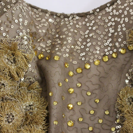 Lanre Da Silva Ajayi GOLD Long Lace Maxi Crystal Dress