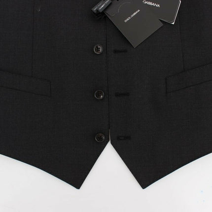 Dolce & Gabbana Gray Wool Stretch Dress Blazer Vest
