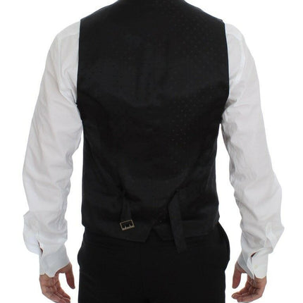 Dolce & Gabbana Black Wool Logo Dress Gilet Vest