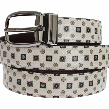 Dolce & Gabbana White Silk Bowtie Leather Men Belt Gift Box