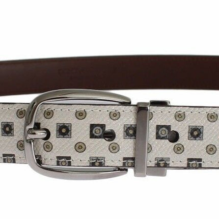 Dolce & Gabbana White Silk Bowtie Leather Men Belt Gift Box