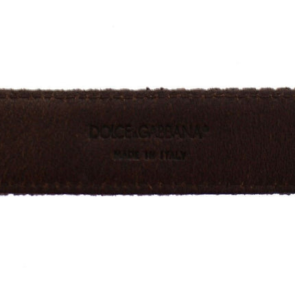 Dolce & Gabbana Brown Leather Logo Cintura Gürtel Belt