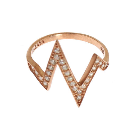 Nialaya Pink Gold 925 Silver Womens Clear Ring