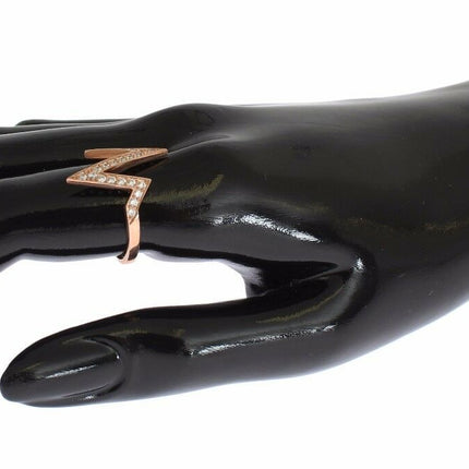 Nialaya Pink Gold 925 Silver Womens Clear Ring