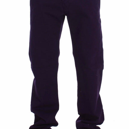 GF Ferre Purple Cotton Stretch Purple Fit  Pants