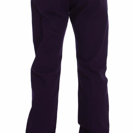 GF Ferre Purple Cotton Stretch Purple Fit  Pants