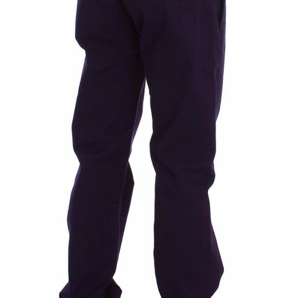GF Ferre Purple Cotton Stretch Purple Fit  Pants