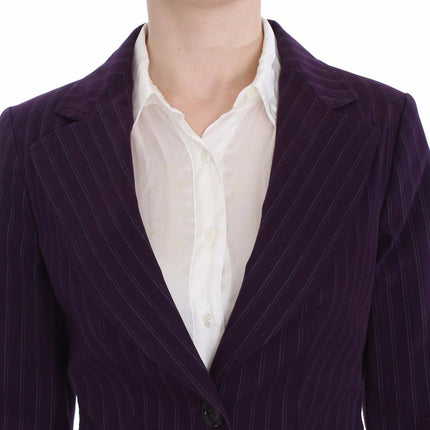 BENCIVENGA Purple Striped Stretch Coat Blazer Pants Suit