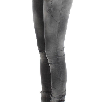 John Galliano Gray Wash Cotton Blend Slim Fit Denim Jeans Pants