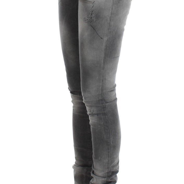 John Galliano Gray Wash Cotton Blend Slim Fit Denim Jeans Pants