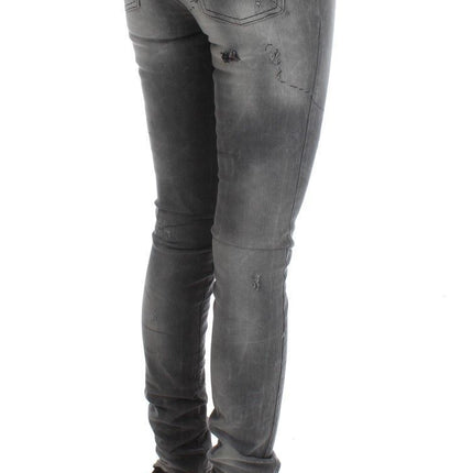 John Galliano Gray Wash Cotton Blend Slim Fit Denim Jeans Pants