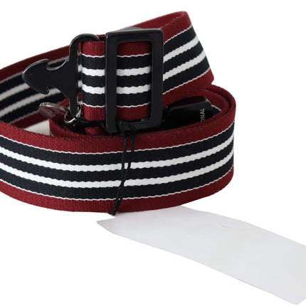 Costume National Maroon Black Stripe Silver Black Buckle Belt