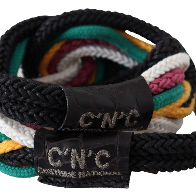 Costume National Multicolor Rope Leather Rustic Hook Buckle Belt
