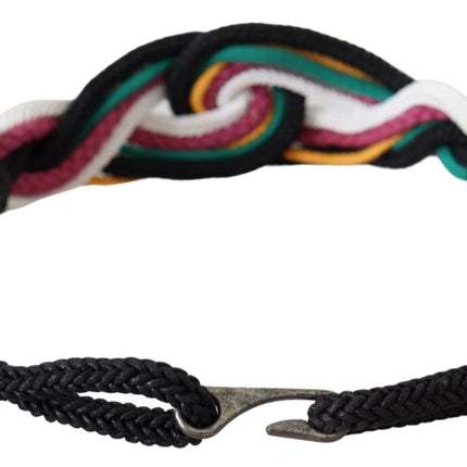 Costume National Multicolor Rope Leather Rustic Hook Buckle Belt