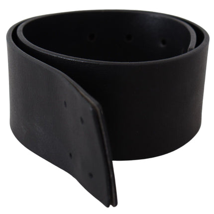 GF Ferre Black Genuine Leather Wide Logo Waist Belt