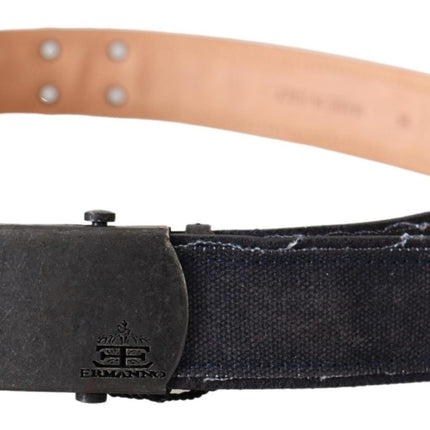 Ermanno Scervino Blue Leather Ratchet Buckle Belt