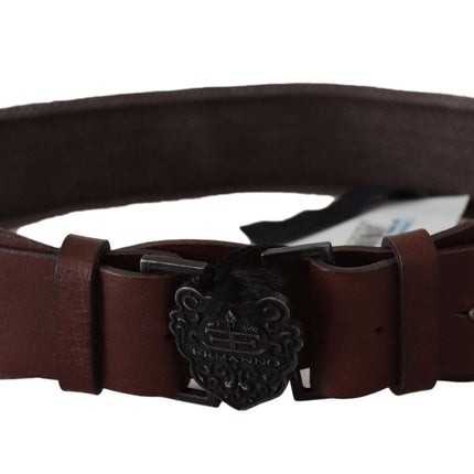 Ermanno Scervino Dark Brown Leather Wide Buckle Waist Belt