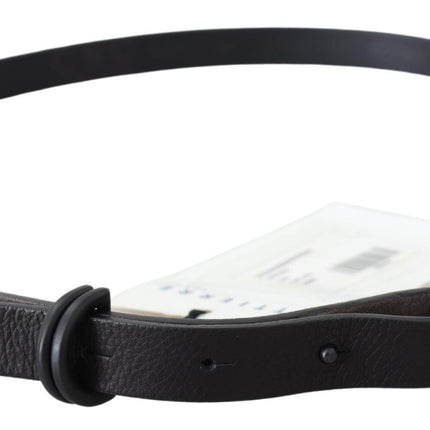 Costume National Brown Leather Skinny Round Buckle Belt