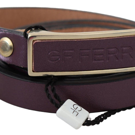 GF Ferre Gold Logo Buckle Waist Leather Skinny Belt