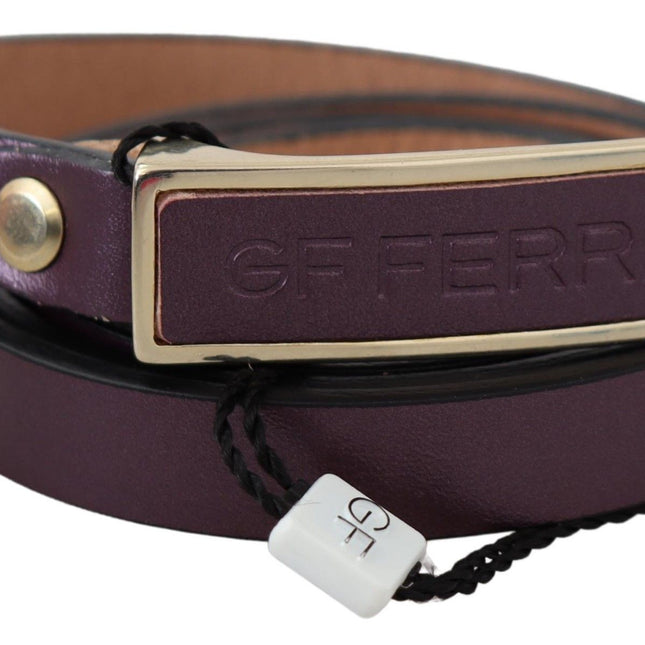 GF Ferre Gold Logo Buckle Waist Leather Skinny Belt