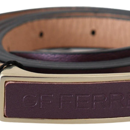 GF Ferre Gold Logo Buckle Waist Leather Skinny Belt