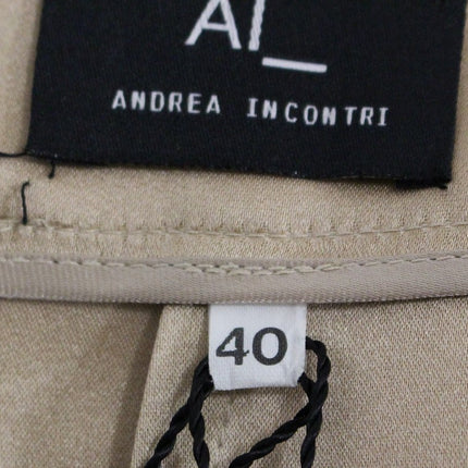Andrea Incontri Brown Silk Solid Mini Pleated Skirt