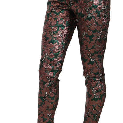 Dolce & Gabbana Multicolor Iridescent Brocade Jacquard Trousers Crop Pants