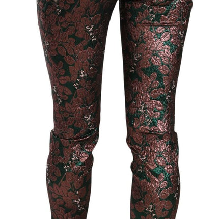 Dolce & Gabbana Multicolor Iridescent Brocade Jacquard Trousers Crop Pants