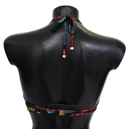 Dolce & Gabbana Black Corals Print Women Beachwear Bikini Tops