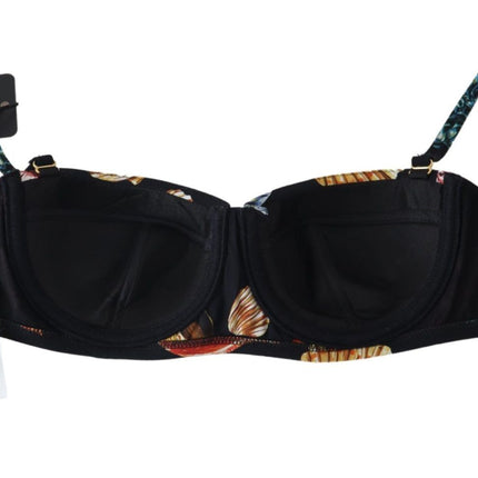 Dolce & Gabbana Black Seashells Print Women Swimwear Bikini Tops