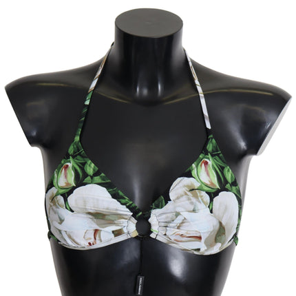 Dolce & Gabbana Multicolor Floral Print Halter Swimwear Bikini Top