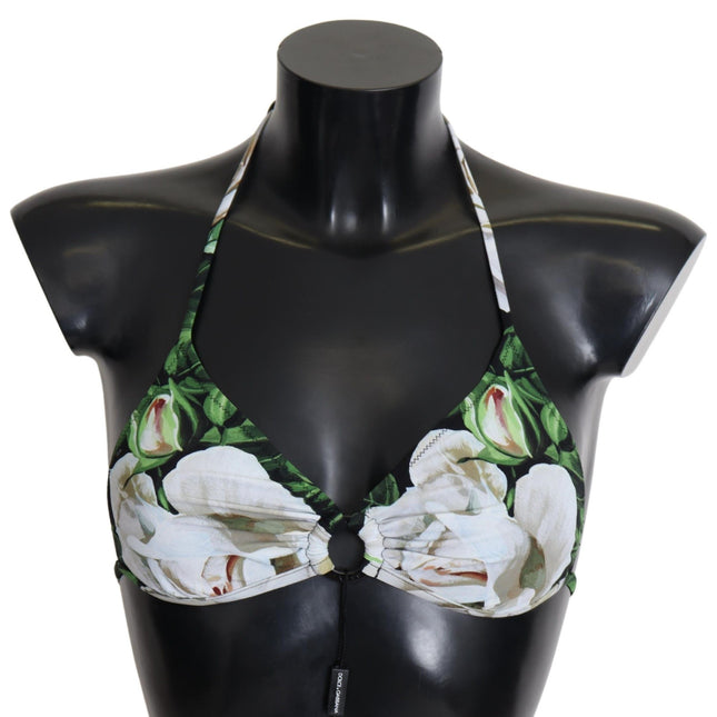 Dolce & Gabbana Multicolor Floral Print Halter Swimwear Bikini Top