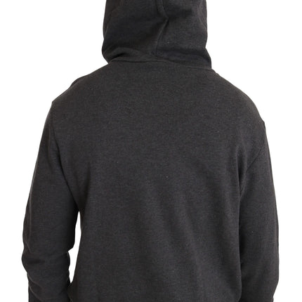 Dolce & Gabbana Gray Hooded Red Crystal Heart Gun Sweater