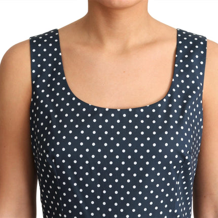 Dolce & Gabbana Blue Dotted Cotton A-Line Gown Dress