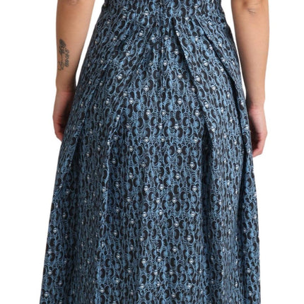 Dolce & Gabbana Blue Heart Cotton A-Line Stretch Dress