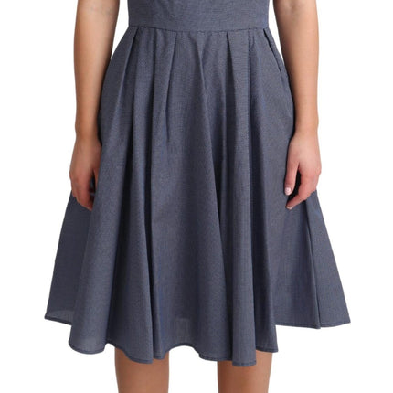 Dolce & Gabbana Blue Polka Cotton A-Line Stretch Dress
