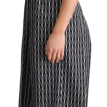Dolce & Gabbana Black White Pattern Cotton A-Line Dress
