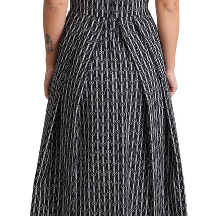 Dolce & Gabbana Black White Pattern Cotton A-Line Dress